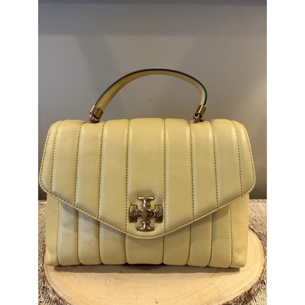 Tory Burch Kira Quilted Medium Top Handle Satchel Crossbody In  Beeswax 798$ New